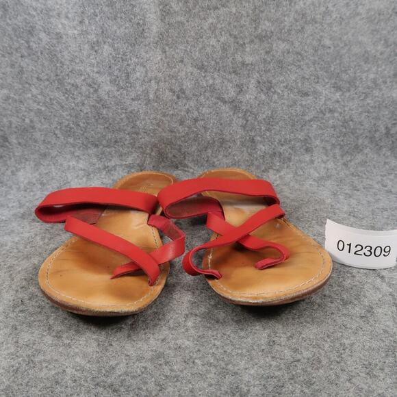 White Mt Shoes Womens 8 Sandals Slip On Casual Toe Ring Flat Red Boho Summer - Picture 2 of 9